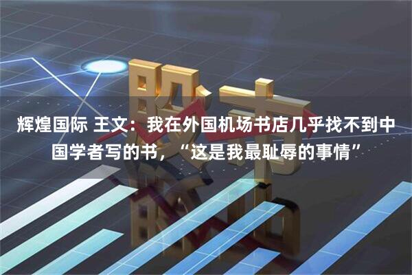 辉煌国际 王文：我在外国机场书店几乎找不到中国学者写的书，“这是我最耻辱的事情”